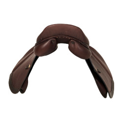 Sela de salto Firenze com árvore de madeira e couro duplo Acavallo Castanho escuro Sela de salto Firenze com árvore de madeira e couro duplo Acavallo Castanho escuro
