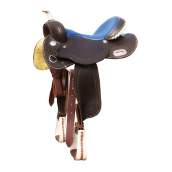 Sela Pool's 5020 com assento em couro cru azul para tambor Sela Pool's 5020 com assento em couro cru azul para tambor
