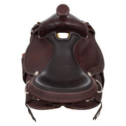 Sela western com ferragens em aço inoxidável, couro granulado e estampagem de serpente 2817 Denver Óleo escuro Castanho