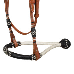 Set de bosal bicolore avec rênes en crin de cheval Pool's