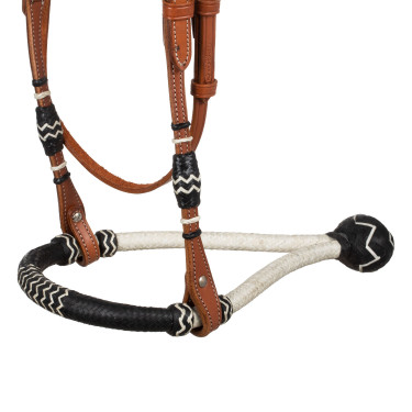 Conjunto de bosal bicolor com rédeas de crina de cavalo Pool's Conjunto de bosal bicolor com rédeas de crina de cavalo Pool's