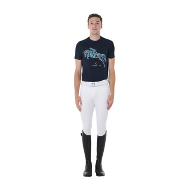 T-shirt de algodão Equestro masculino corte slim estampa Jump Marinho Azul-marinho T-shirt de algodão Equestro masculino corte slim estampa Jump Marinho Azul-marinho