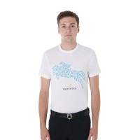 T-shirt en coton Equestro pour homme coupe slim imprimé Jump Blanc