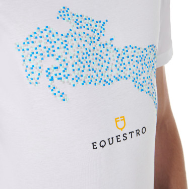 T-shirt en coton Equestro pour homme coupe slim imprimé Jump Blanc T-shirt en coton Equestro pour homme coupe slim imprimé Jump Blanc