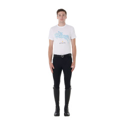 T-shirt en coton Equestro pour homme coupe slim imprimé Jump Blanc T-shirt en coton Equestro pour homme coupe slim imprimé Jump Blanc