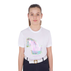 T-shirt menina com estampa de cavalo em interferência Equestro