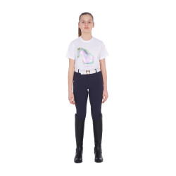T-shirt menina com estampa de cavalo em interferência Equestro Branco T-shirt menina com estampa de cavalo em interferência Equestro Branco