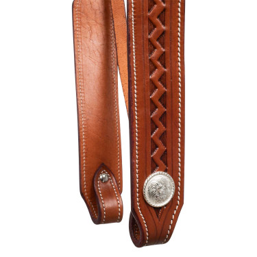 Cabeçada western com gravação em relevo na borda McBryan Castanha Castanho