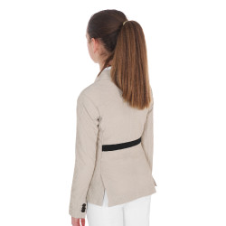 Casaco de competição três botões feminino em mesh Equestro Oxford bronzeado Rosa Casaco de competição três botões feminino em mesh Equestro Oxford bronzeado Rosa