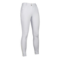 Calça HKM Ari cintura média com joelheiras de silicone Branco Calça HKM Ari cintura média com joelheiras de silicone Branco