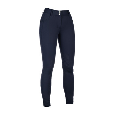 Calça HKM Ari cintura média com joelheiras de silicone Azul escuro Calça HKM Ari cintura média com joelheiras de silicone Azul escuro