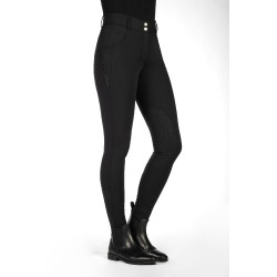 Calça HKM Ari cintura média com joelheiras de silicone Preto Calça HKM Ari cintura média com joelheiras de silicone Preto