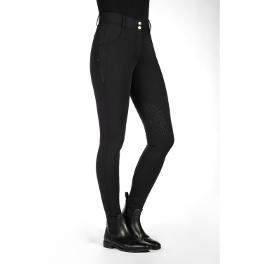 Calça HKM Ari cintura média com joelheiras de silicone Preto Calça HKM Ari cintura média com joelheiras de silicone Preto