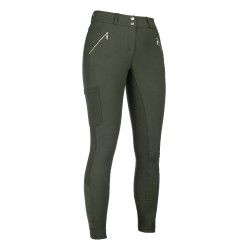 Calça HKM Lia cintura alta com grip de silicone total Verde-oliva