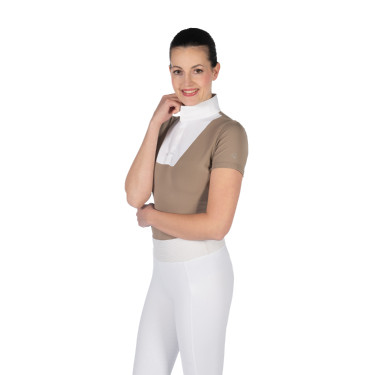 Polo de competição HKM Virginia de manga curta Cinzento-acastanhado Castanho Polo de competição HKM Virginia de manga curta Cinzento-acastanhado Castanho