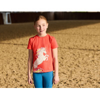 Camiseta Dublin infantil Tilly Cavalo arco-íris coral Laranja