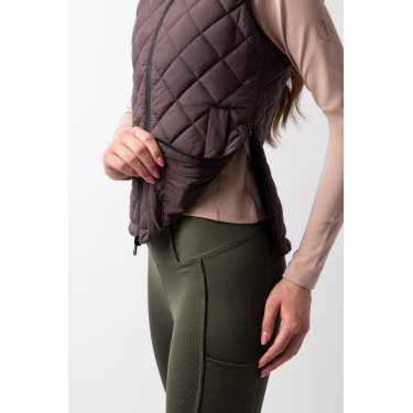 Colete sem mangas Horze feminino Jeune Cavalier Naia Fondant com manteiga queimada Castanho