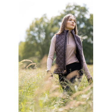 Colete sem mangas Horze feminino Jeune Cavalier Naia Fondant com manteiga queimada Castanho