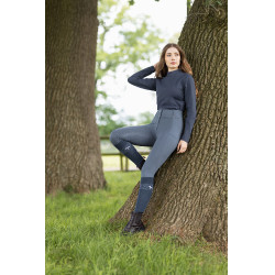 Calça com grip integral para todas as estações Horze Mira Azul nuvem de tempestade Cinzento