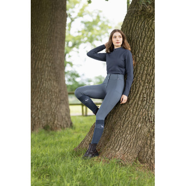 Calça com grip integral para todas as estações Horze Mira Azul nuvem de tempestade Cinzento