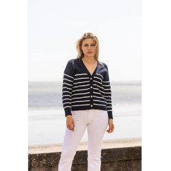 Cardigã Harcour Camelia feminino Marinho / branco Azul