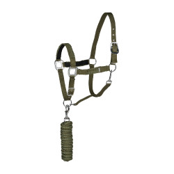Conjunto de cabresto e guia Chicago Horze Verde cipreste / verde loden