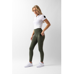 Legging de cintura alta com silicone integral Gillian Horze feminino Verde cáqui escaravelho Legging de cintura alta com silicone integral Gillian Horze feminino Verde cáqui escaravelho