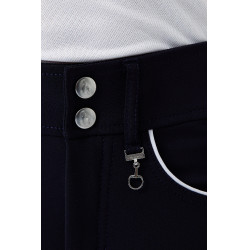 Calça de equitação com fundo de camurça Infantil Horze Aubrey Azul-marinho escuro Calça de equitação com fundo de camurça Infantil Horze Aubrey Azul-marinho escuro