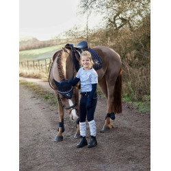 Calça de equitação com fundo de camurça Infantil Horze Aubrey Azul-marinho escuro Calça de equitação com fundo de camurça Infantil Horze Aubrey Azul-marinho escuro