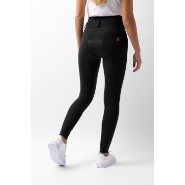 Calça de equitação cintura alta Tara silicone com grip completo feminino Horze Preto Calça de equitação cintura alta Tara silicone com grip completo feminino Horze Preto