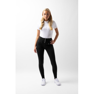 Calça de equitação cintura alta Tara silicone com grip completo feminino Horze Preto Calça de equitação cintura alta Tara silicone com grip completo feminino Horze Preto