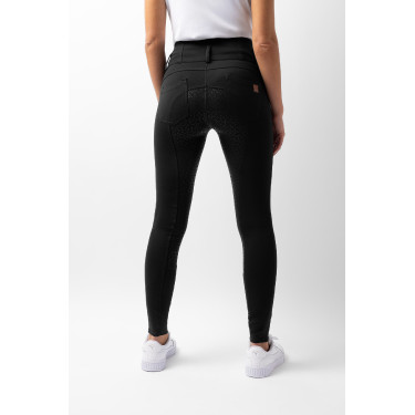 Calça de equitação cintura alta Tara silicone com grip completo feminino Horze Preto Calça de equitação cintura alta Tara silicone com grip completo feminino Horze Preto