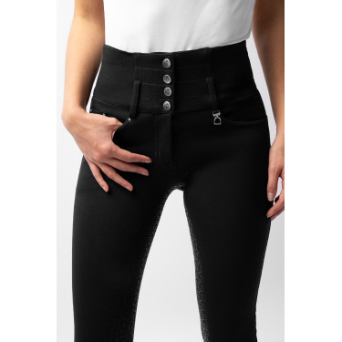 Calça de equitação cintura alta Tara silicone com grip completo feminino Horze Preto Calça de equitação cintura alta Tara silicone com grip completo feminino Horze Preto