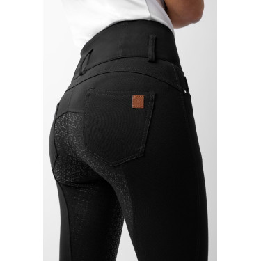 Calça de equitação cintura alta Tara silicone com grip completo feminino Horze Preto Calça de equitação cintura alta Tara silicone com grip completo feminino Horze Preto