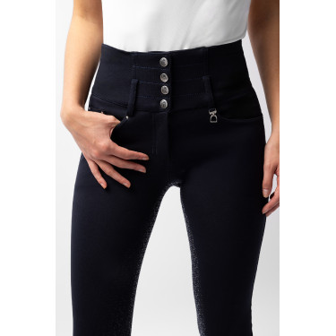 Calça de equitação cintura alta Tara silicone com grip completo feminino Horze Azul-marinho escuro Calça de equitação cintura alta Tara silicone com grip completo feminino Horze Azul-marinho escuro