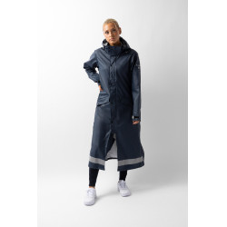 Impermeável Horze Hazel feminino longo com aberturas Azul-marinho escuro Impermeável Horze Hazel feminino longo com aberturas Azul-marinho escuro