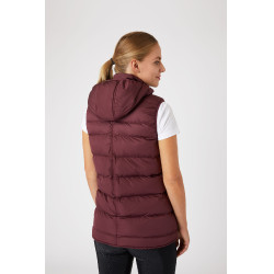 Colete acolchoado sem mangas com capuz Horze Callie feminino Port Royale Bordô Colete acolchoado sem mangas com capuz Horze Callie feminino Port Royale Bordô