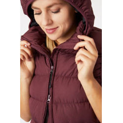 Colete acolchoado sem mangas com capuz Horze Callie feminino Port Royale Bordô Colete acolchoado sem mangas com capuz Horze Callie feminino Port Royale Bordô