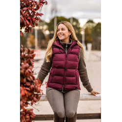 Colete acolchoado sem mangas com capuz Horze Callie feminino Port Royale Bordô Colete acolchoado sem mangas com capuz Horze Callie feminino Port Royale Bordô