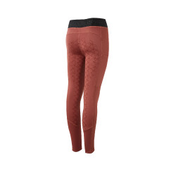 Legging de equitação com silicone Horze Leighton Juvenil com culote completo e forro quente Ruão vermelho