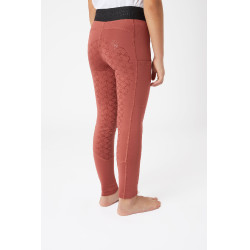 Legging de equitação com silicone Horze Leighton Juvenil com culote completo e forro quente Ruão vermelho
