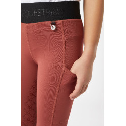 Legging de equitação com silicone Horze Leighton Juvenil com culote completo e forro quente Ruão vermelho