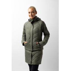 Casaco acolchoado Aurora Horze feminino com saia removível Besouro verde