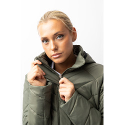 Casaco acolchoado Aurora Horze feminino com saia removível Besouro verde