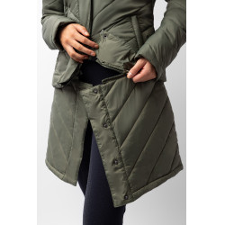 Casaco acolchoado Aurora Horze feminino com saia removível Besouro verde