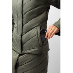 Casaco acolchoado Aurora Horze feminino com saia removível Besouro verde