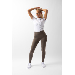 Legging de equitação com grip integral Horze Dea, feminino Castanho morel