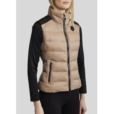 Colete acolchoado sem mangas Montar MoAthena refinado feminino Latté Castanho