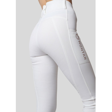 Legging de Equitação Michelle com logo e full grip feminino Branco / ouro rosa Legging de Equitação Michelle com logo e full grip feminino Branco / ouro rosa