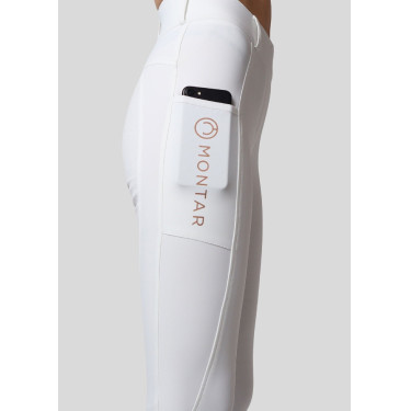 Legging de Equitação Michelle com logo e full grip feminino Branco / ouro rosa Legging de Equitação Michelle com logo e full grip feminino Branco / ouro rosa